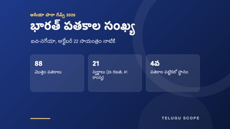 ఆసియా పారా గేమ్స్‌లో భారత్‌కు 88 పతకాలు, 21 స్వర్ణాలు, నాలుగో స్థానం చూపే నీలి కార్డు.