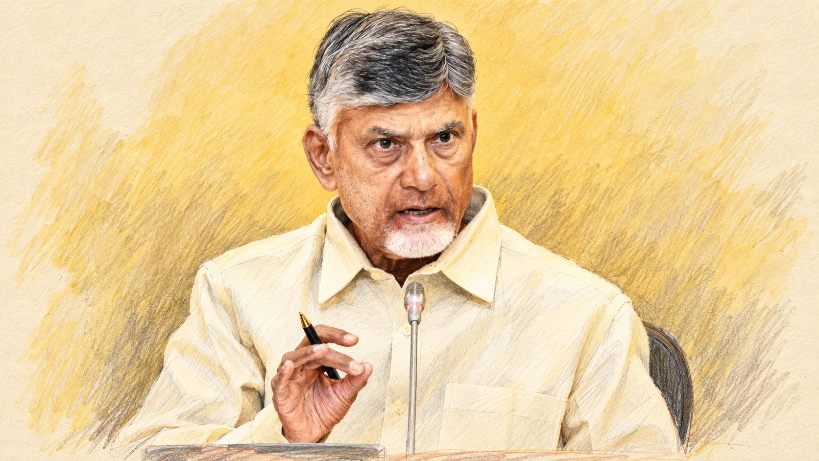 మీడియా సమావేశంలో మాట్లాడుతున్న చంద్రబాబు నాయుడు, చిత్రం